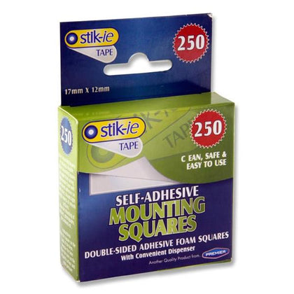 Box of 250 Adhesive 17x12mm Mounting Squares by Stik-ie