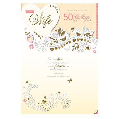 With Love and Thanks for 50 Golden Years Wife Anniversary Card
