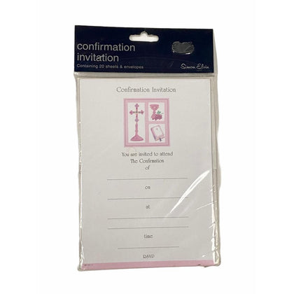 Pink Confirmation Invitation Card 20 sheets and envelopes For Girl