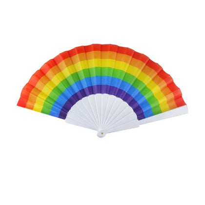 Pride 23cm Folding Paper Fan with Rainbow Plastic Handle