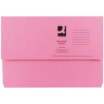 Pack of 50 Pink Q-Connect Document Wallets Foolscap