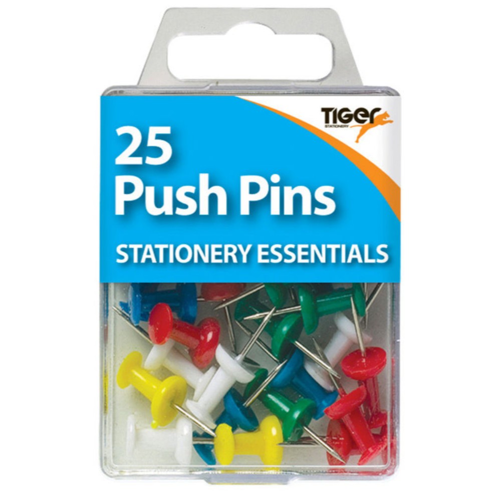 Pack of 25 Coloured Push Pins– Choice Wholesale