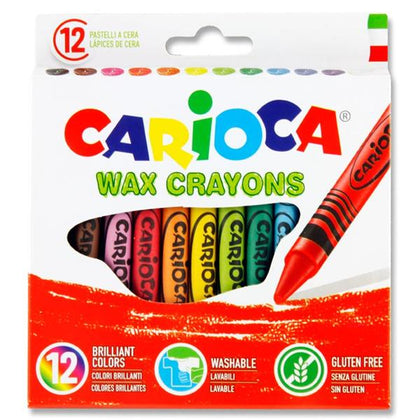 Pack of 12 Washable Wax Crayons by Carioca
