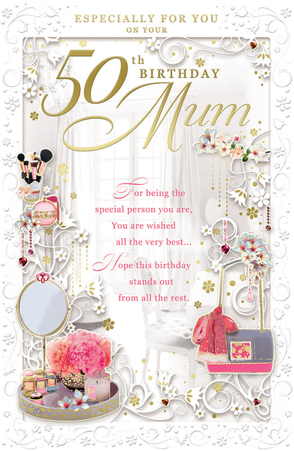 50th Birthday Mum Opacity Card
