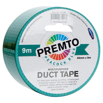 48mm x 9m Multipurpose Peacock Blue Duct Tape by Premto