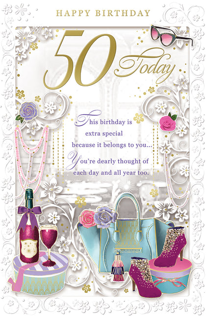 50 Today Open Female Birthday Opacity Card