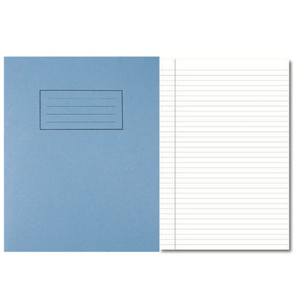 Pack of 100 229x178mm Blue Exercise Books 80 Pages - Feint Ruled with Margin