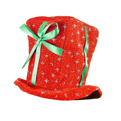 Adult Christmas Present Hat Plush Santa Gift Festive Fancy Dress Accessory
