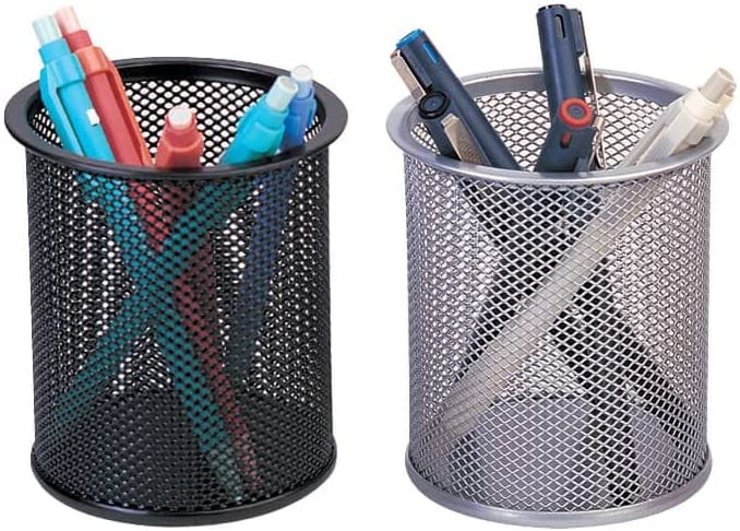 Q-Connect Mesh Desk Pen Pot Black 9 x 10cm