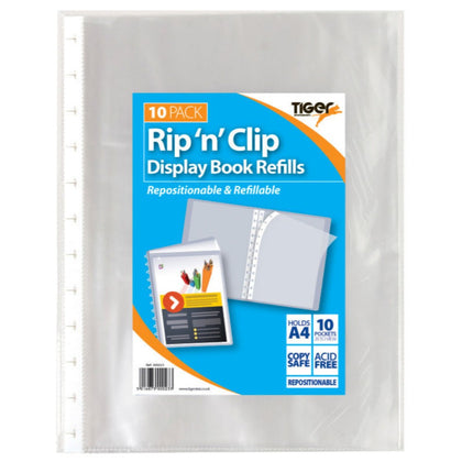 Pack of 10 A4 Refills for Rip 'n' Clip Display Book