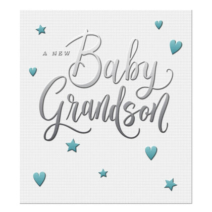 A New Baby Grandson Foil Finished Start and Heart Design Congratulation Card
