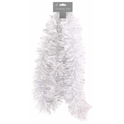 2m Christmas White and Silver Chunky Decoration Tinsel