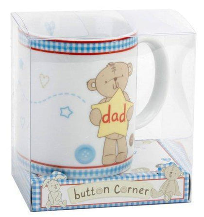 Button Corner Teddy Bear & Bunny Rabbit Gift Mug for Dad - 