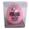 "Amazing Mum" Cute Pink Novelty Pillar Wax Candle