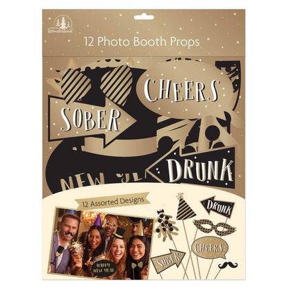 Pack of 12 Large Foil New Year Photo Booth Props