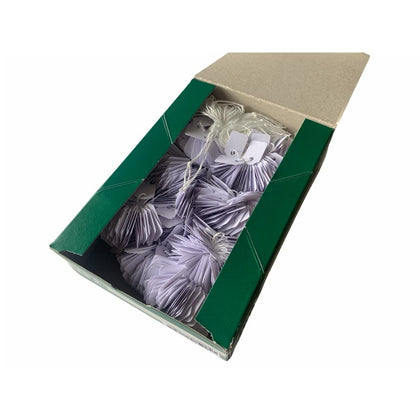 Box of 1000 Small White Jewellery Strung Tag Tickets 13x20mm