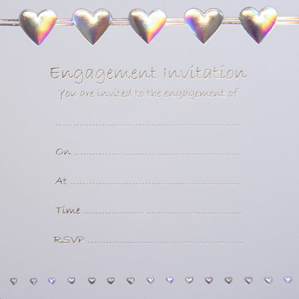 Pack of 10 Jean Barrington Engagement Invitations - Hearts