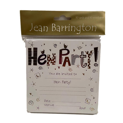 Pack of 10 Hen Party Invitations Sheets with Envelopes