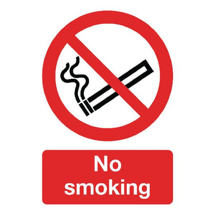 Safety Sign No Smoking A5 Self-Adhesive (Confirms to BS EN ISO 7010)