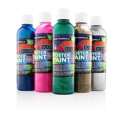 300ml Silver Glitter Poster Paint by Icon Art