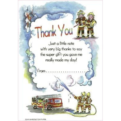 Pack of 20 Firemen Design Thank You Sheets and Envelopes
