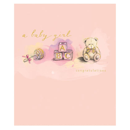 A Baby Girl Cute Teddy Congratulations Card