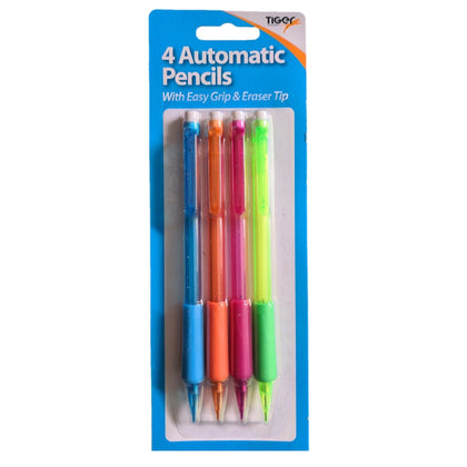 Pack of 4 Auto Mechanical Pencils With Eraser Tip