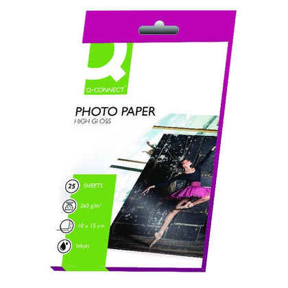 Pack of 25 White 10x15cm Glossy Photo Paper 260gsm