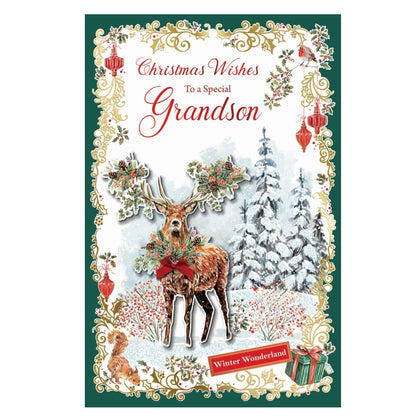 To a Special Grandson Winter Wonderland Design Christmas Card