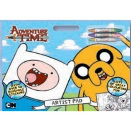 Adventure Time Artist Pad Includes 3 Crayons & Reusable Stickers