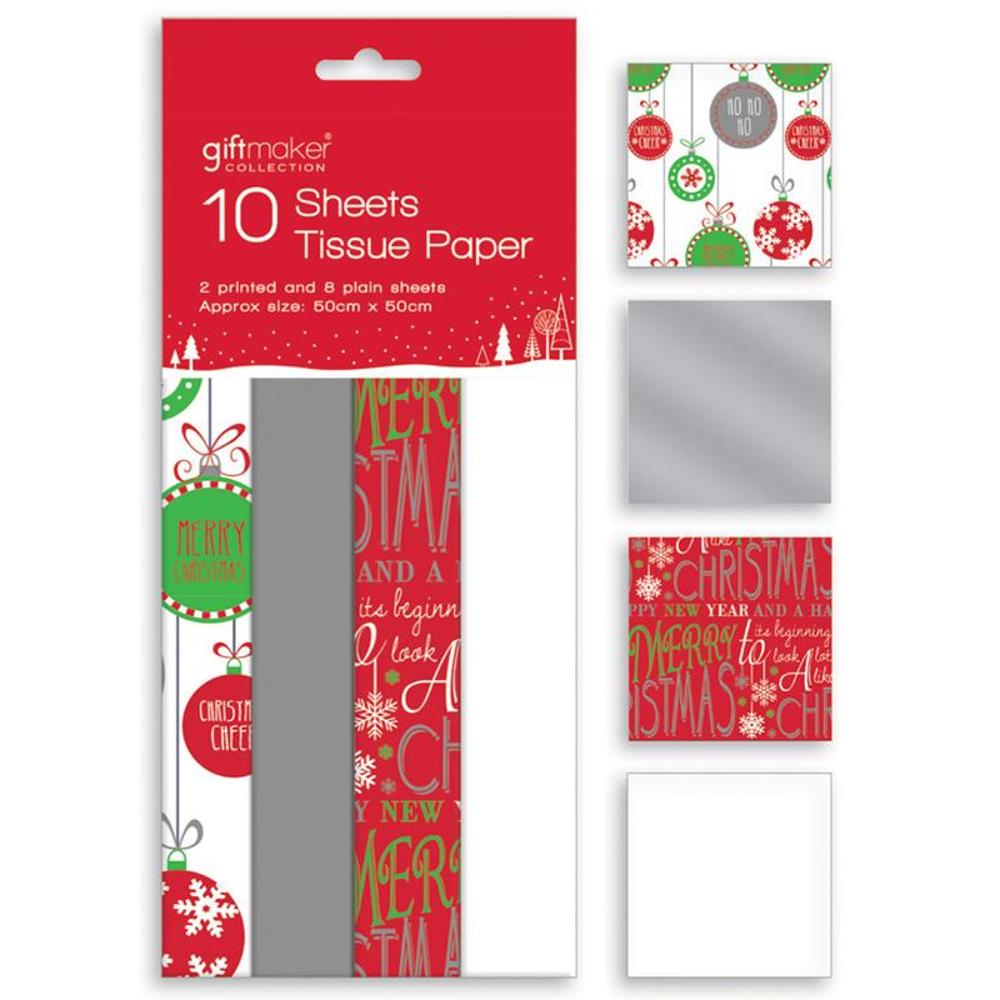 10 Sheets Printed Tissue Paper Assorted Designs/Colours