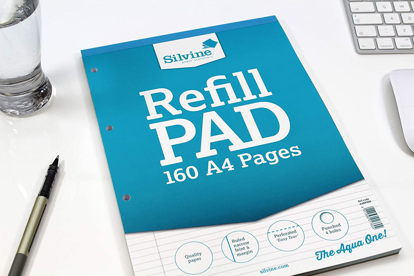 A4 160 Pages Narrow 6mm Feint with Margin Refill Pad (210x297mm)