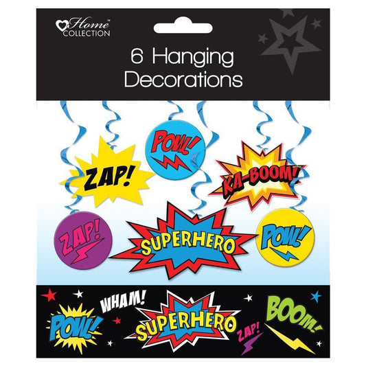 Pack of 6 Superhero Hanging Decoration