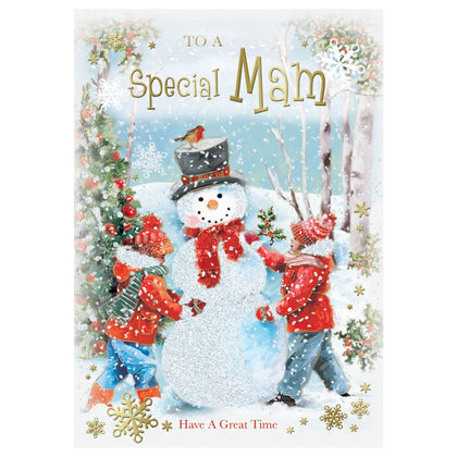 To a Special Mam Snowman Design Christmas Card