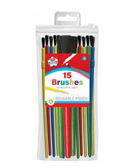 Pack of 15 Assorted Paint Brushes