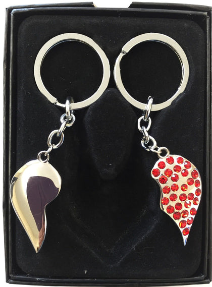 Romantic Heart Pendant 2 Keychain for Couples