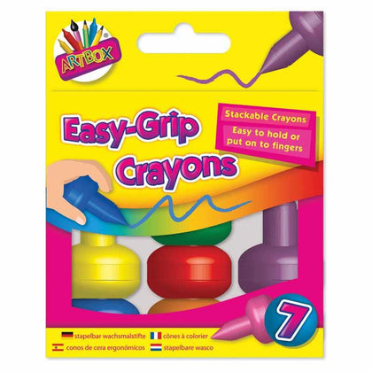 Pack of 7 Stackable Easy Grip Caryons