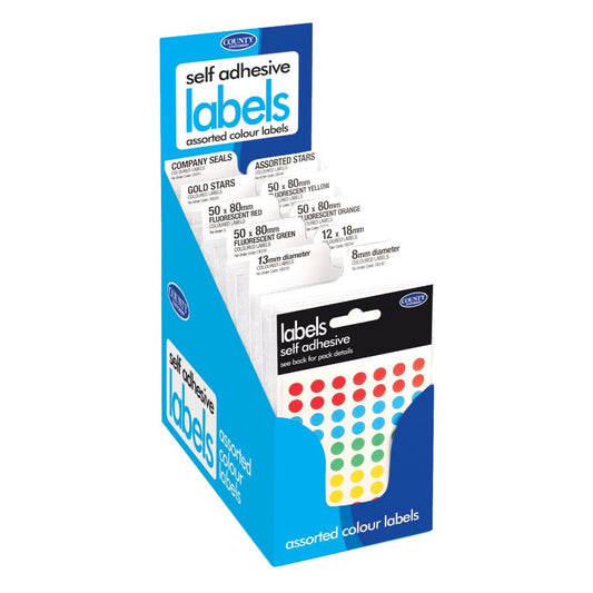 Pack of 90 Self Adhesive Labels - Coloured