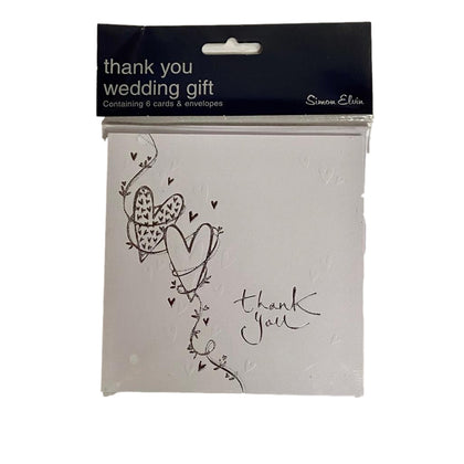 Wedding Thank You Cards With Envelopes Pack of 6
