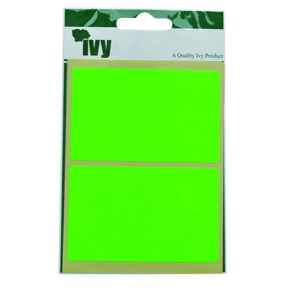 Pack of 8 Green Fluorescent 50x80mm Rectangular Labels