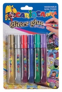 Carioca Art Glitter Glue Colour (Pack of 6) Not-Toxic & Washable