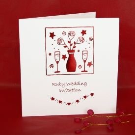 Ruby Wedding Anniversary Invitations - Pack of 5