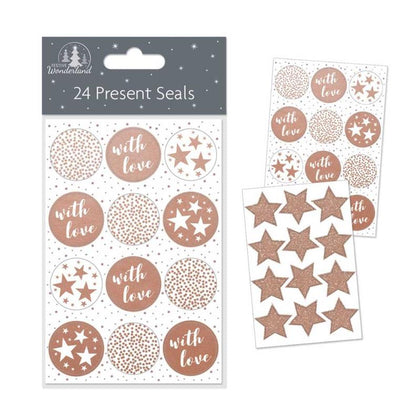 Pack of 24 Rose Gold Present Christmas Seals