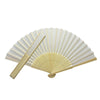 White Fabric Hand Held Bamboo and Wooden Fan