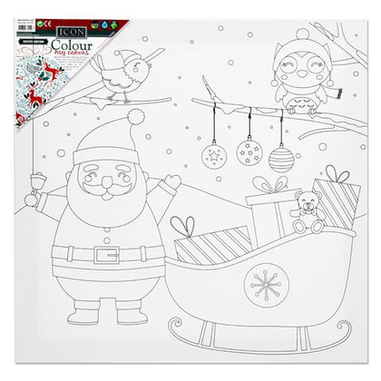 Colour My Christmas Edition Sleigh Woods Design Canvas 300 x 300mm by Icon Art