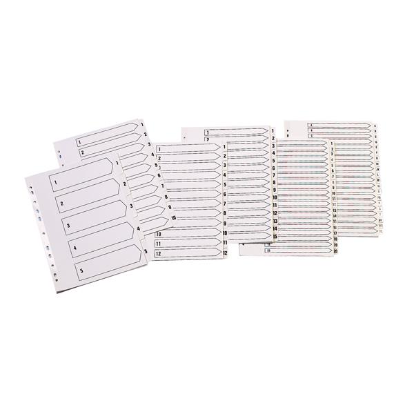 A4 White 1-5 Index Multi-Punched Reinforced Board Clear Tab