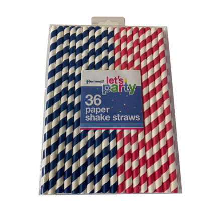 Pack of 36 Striped Shake Paper Straws