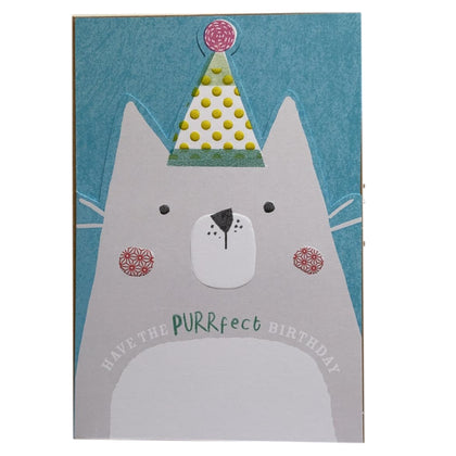Cat Die Cut Design Open Birthday Card