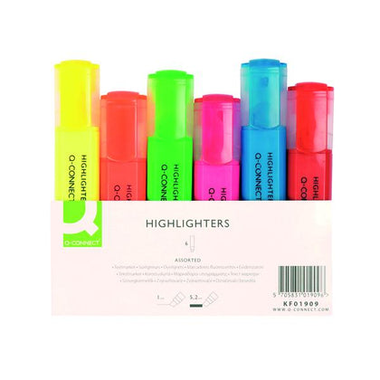 Pack of 6 Q-Connect Assorted Highlighter Pens