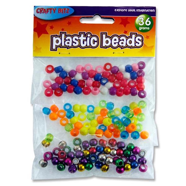 Bag of 36g Assorted Plastic Beads by Crafty Bitz